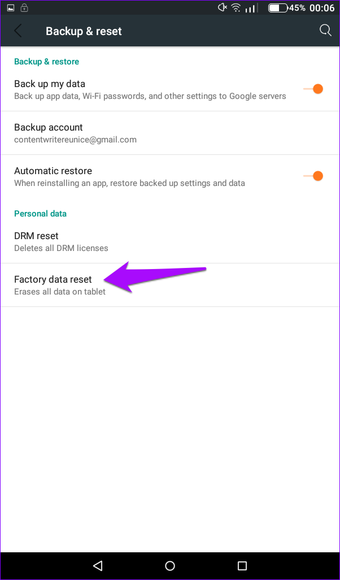 Zurücksetzen auf Fabrikeinstellungen
