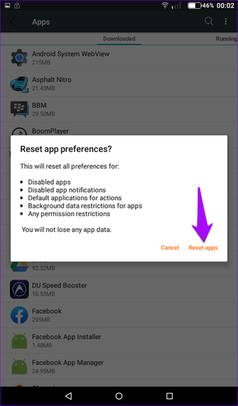 App-Einstellungen zurücksetzen