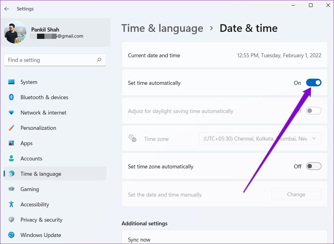 Stellen Sie Datum und Uhrzeit in Windows automatisch ein