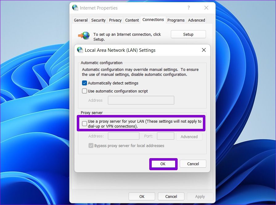 Deaktivieren Sie Proxys in Windows