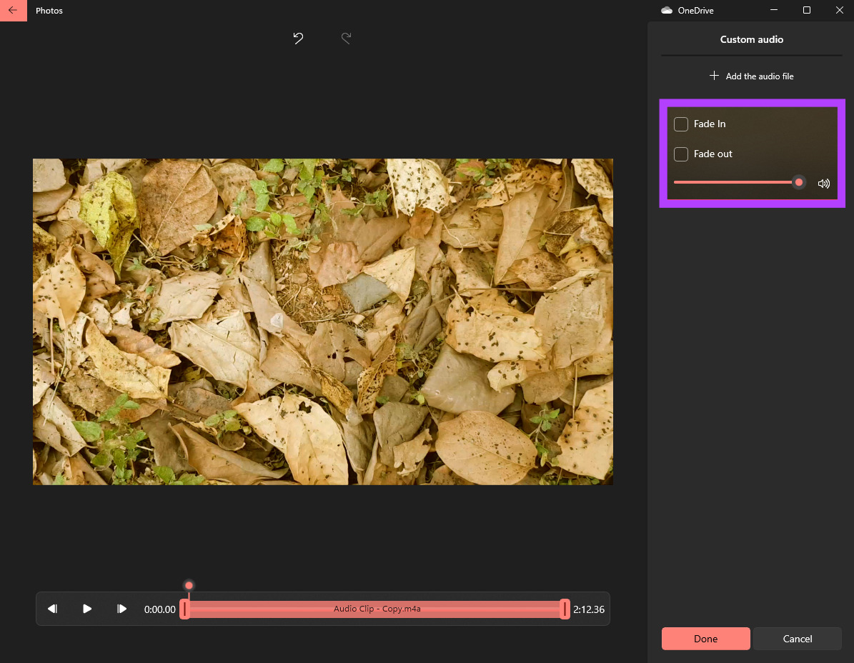 Fade und Lautstärke