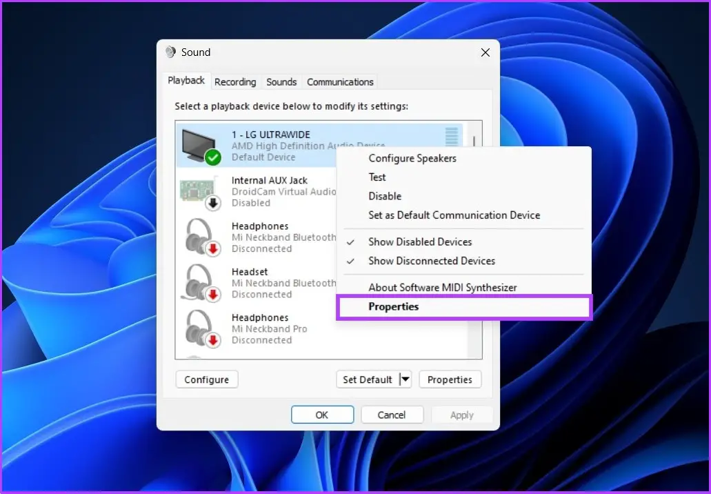 Wählen Sie Eigenschaften
