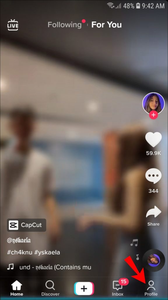 Wir geben unser Profil ein, um den TikTok-Wiedergabeverlauf anzuzeigen.